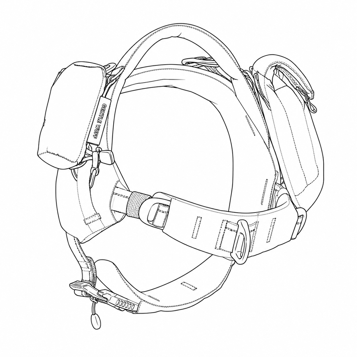 Harness front view technical line drawing